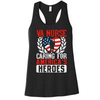 Va Nurse Americas Heros Merica US Flag Patriot Veterans Day Women's Racerback Tank