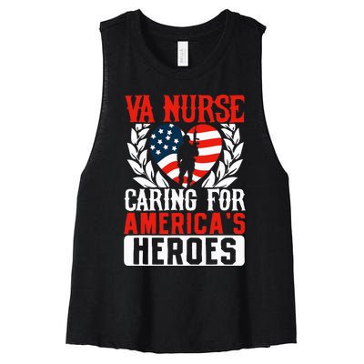 Va Nurse Americas Heros Merica US Flag Patriot Veterans Day Women's Racerback Cropped Tank