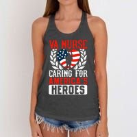 Va Nurse Americas Heros Merica US Flag Patriot Veterans Day Women's Knotted Racerback Tank