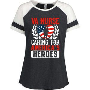 Va Nurse Americas Heros Merica US Flag Patriot Veterans Day Enza Ladies Jersey Colorblock Tee