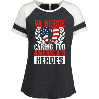 Va Nurse Americas Heros Merica US Flag Patriot Veterans Day Enza Ladies Jersey Colorblock Tee