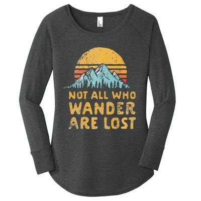 Vintage Not All Who Wander Are Lost Simple Mountains Women's Perfect Tri Tunic Long Sleeve Shirt