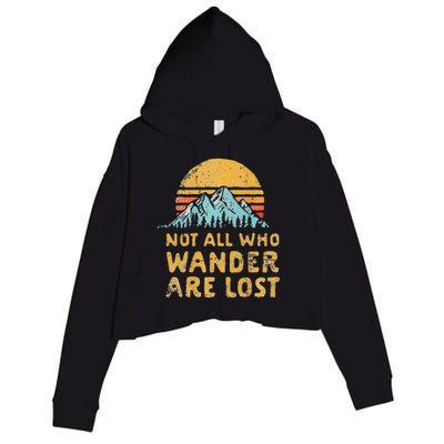 Vintage Not All Who Wander Are Lost Simple Mountains Crop Fleece Hoodie