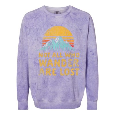 Vintage Not All Who Wander Are Lost Simple Mountains Colorblast Crewneck Sweatshirt