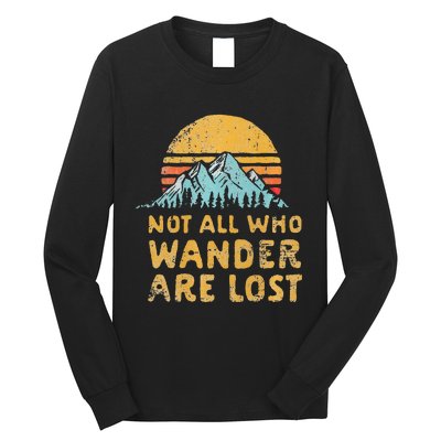 Vintage Not All Who Wander Are Lost Simple Mountains Long Sleeve Shirt