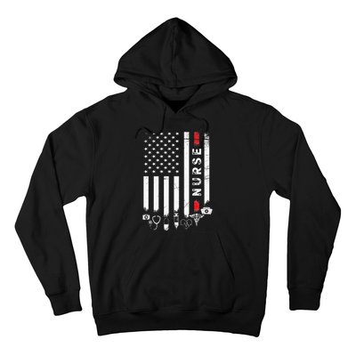 Vintage Nursing American Flag USA Patriotic Nurse Hoodie