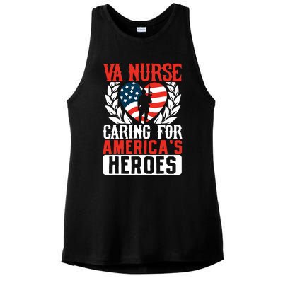 Va Nurse Americas Heros Merica Us Flag Patriot Veterans Day Ladies PosiCharge Tri-Blend Wicking Tank