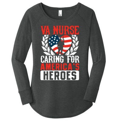 Va Nurse Americas Heros Merica Us Flag Patriot Veterans Day Women's Perfect Tri Tunic Long Sleeve Shirt