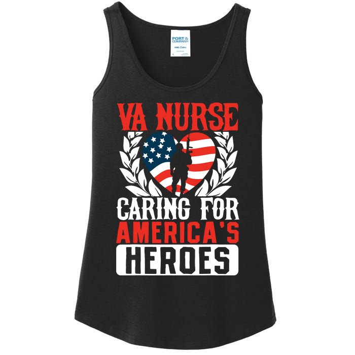 Va Nurse Americas Heros Merica Us Flag Patriot Veterans Day Ladies Essential Tank