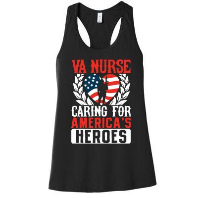 Va Nurse Americas Heros Merica Us Flag Patriot Veterans Day Women's Racerback Tank