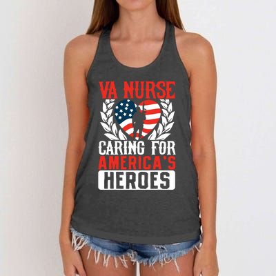 Va Nurse Americas Heros Merica Us Flag Patriot Veterans Day Women's Knotted Racerback Tank