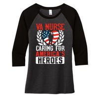 Va Nurse Americas Heros Merica Us Flag Patriot Veterans Day Women's Tri-Blend 3/4-Sleeve Raglan Shirt