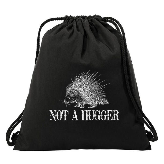 Vintage Not A Hugger Funny Porcupine Drawstring Bag
