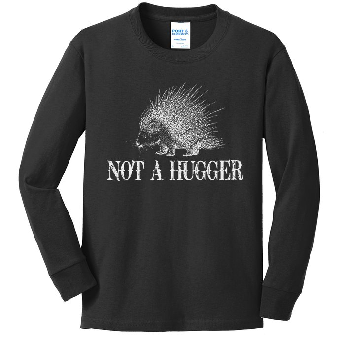 Vintage Not A Hugger Funny Porcupine Kids Long Sleeve Shirt