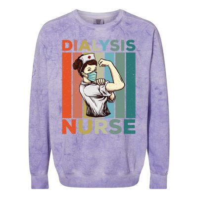 Vintage Neprology And Dialysis Nurse Gift Colorblast Crewneck Sweatshirt