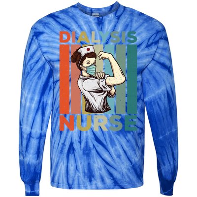 Vintage Neprology And Dialysis Nurse Gift Tie-Dye Long Sleeve Shirt