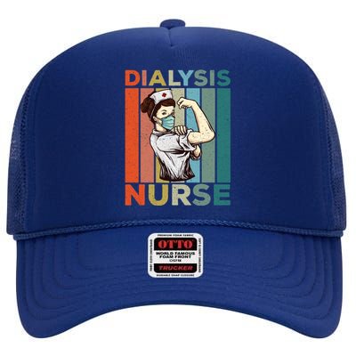 Vintage Neprology And Dialysis Nurse Gift High Crown Mesh Back Trucker Hat