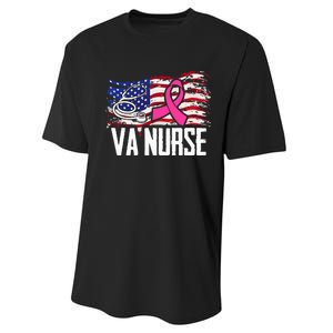 VA Nurse American Flag Breast Cancer Awareness Cool Nursing Performance Sprint T-Shirt