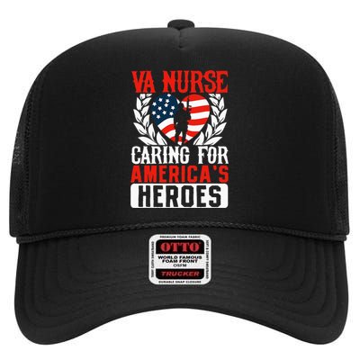 Va Nurse Americas Heros Merica US Flag Patriot Veterans Day High Crown Mesh Back Trucker Hat