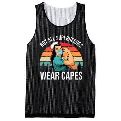 Vintage Not All Superheroes Wear Capes Funny Nurse Mesh Reversible Basketball Jersey Tank