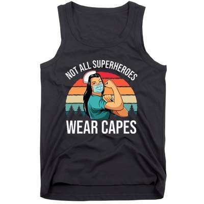 Vintage Not All Superheroes Wear Capes Funny Nurse Tank Top