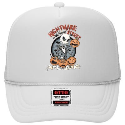 Vintage Nightmare Before Halloween The Pumpkin King Retro Nightmare High Crown Mesh Back Trucker Hat