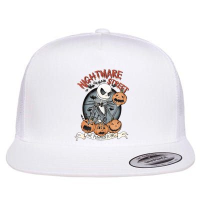 Vintage Nightmare Before Halloween The Pumpkin King Retro Nightmare Flat Bill Trucker Hat