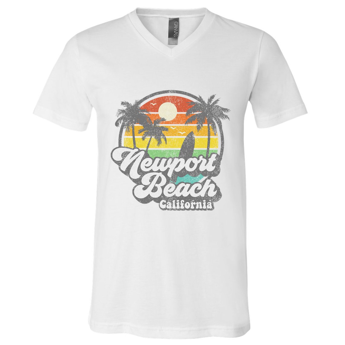 Vintage Newport Beach California Ca Surfing Retro Surf Gift V-Neck T-Shirt