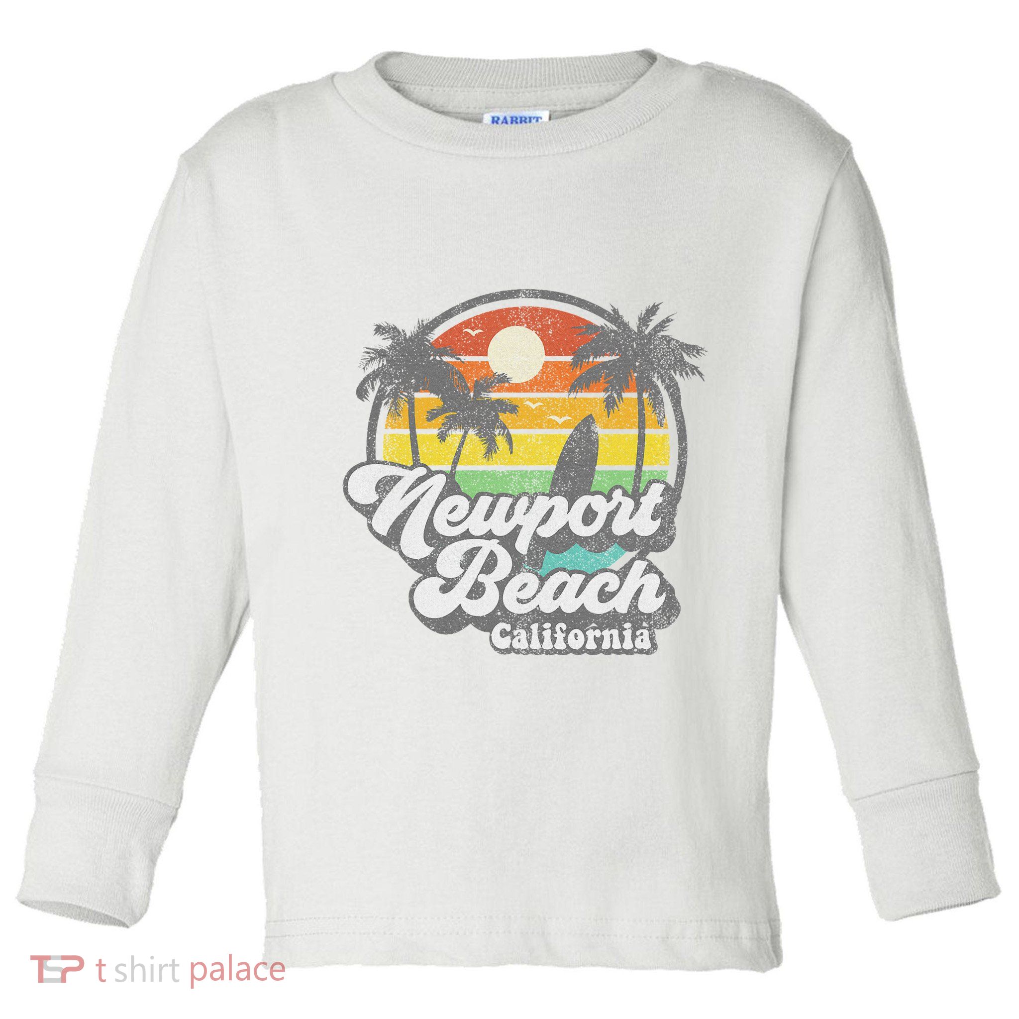 Vintage Newport Beach California Ca Surfing Retro Surf Gift Toddler Long Sleeve Shirt