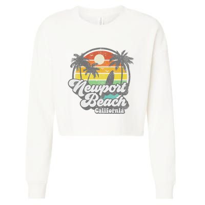 Vintage Newport Beach California Ca Surfing Retro Surf Gift Cropped Pullover Crew
