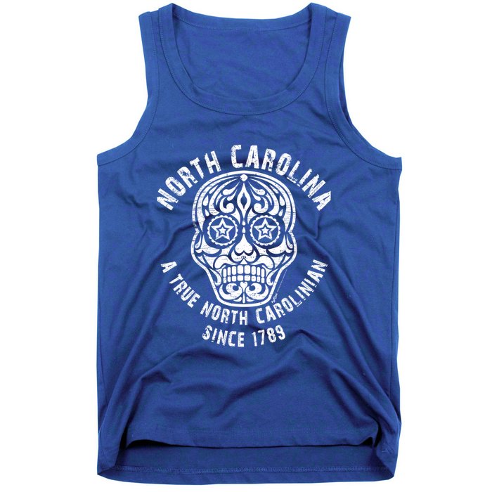 Vintage North Carolina A True 4th Of July Skull Meaningful Gift Tank Top