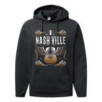 Vintage Nashville Country Music City Guitar Player Performance Fleece Hoodie