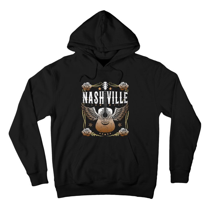 Vintage Nashville Country Music City Guitar Player Hoodie