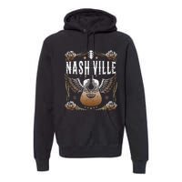 Vintage Nashville Country Music City Guitar Player Premium Hoodie