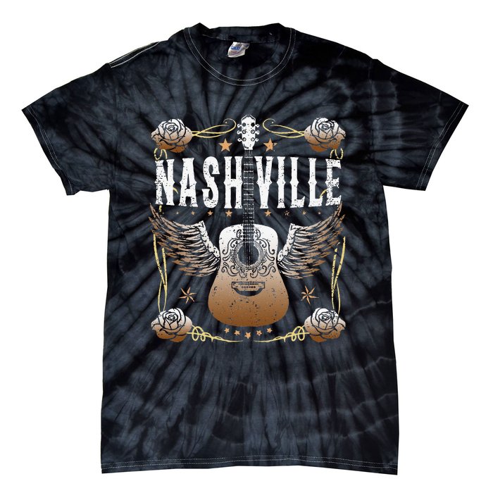 Vintage Nashville Country Music City Guitar Player Tie-Dye T-Shirt