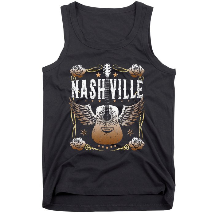 Vintage Nashville Country Music City Guitar Player Tank Top