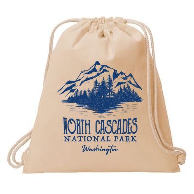Vintage North Cascades National Park Retro Deer Washington Drawstring Bag