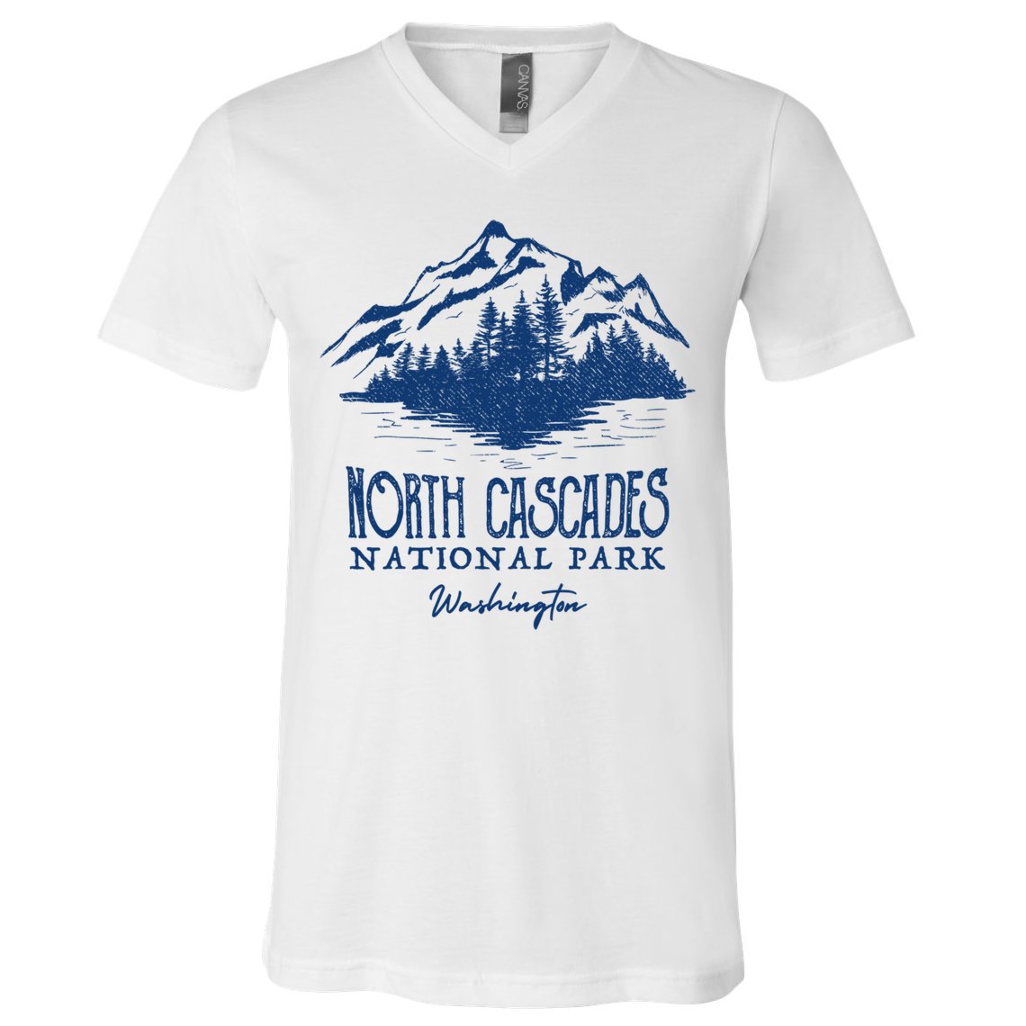 Vintage North Cascades National Park Retro Deer Washington V-Neck T-Shirt