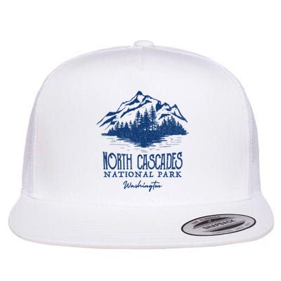 Vintage North Cascades National Park Retro Deer Washington Flat Bill Trucker Hat