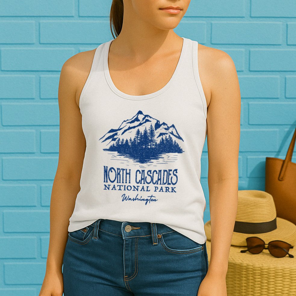 Vintage North Cascades National Park Retro Deer Washington Womens Tank Top