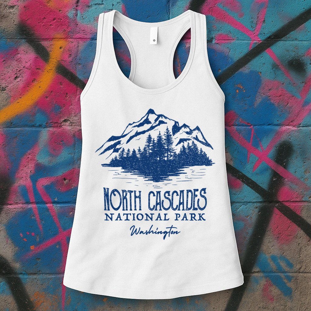 Vintage North Cascades National Park Retro Deer Washington Womens Tank Top