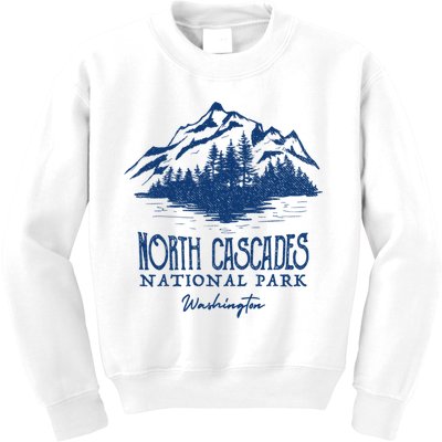 Vintage North Cascades National Park Retro Deer Washington Kids Sweatshirt