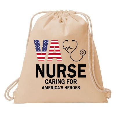 VA Nurse Caring For American's Heroes Drawstring Bag