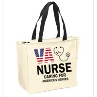 VA Nurse Caring For American's Heroes Zip Tote Bag