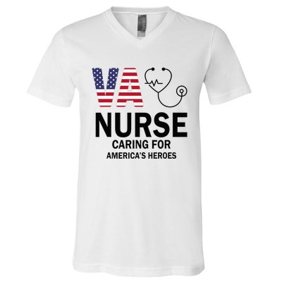 VA Nurse Caring For American's Heroes V-Neck T-Shirt