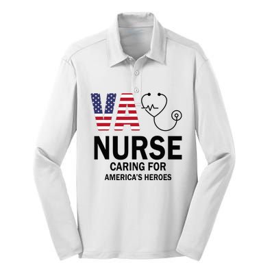 VA Nurse Caring For American's Heroes Silk Touch Performance Long Sleeve Polo