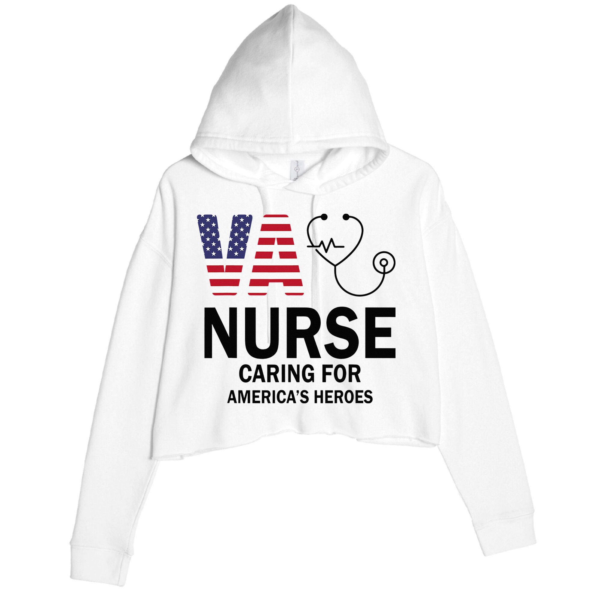 VA Nurse Caring For American's Heroes Crop Fleece Hoodie