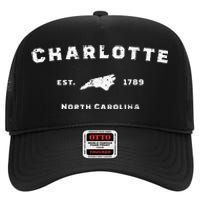 Vintage North Carolina Charlotte High Crown Mesh Back Trucker Hat