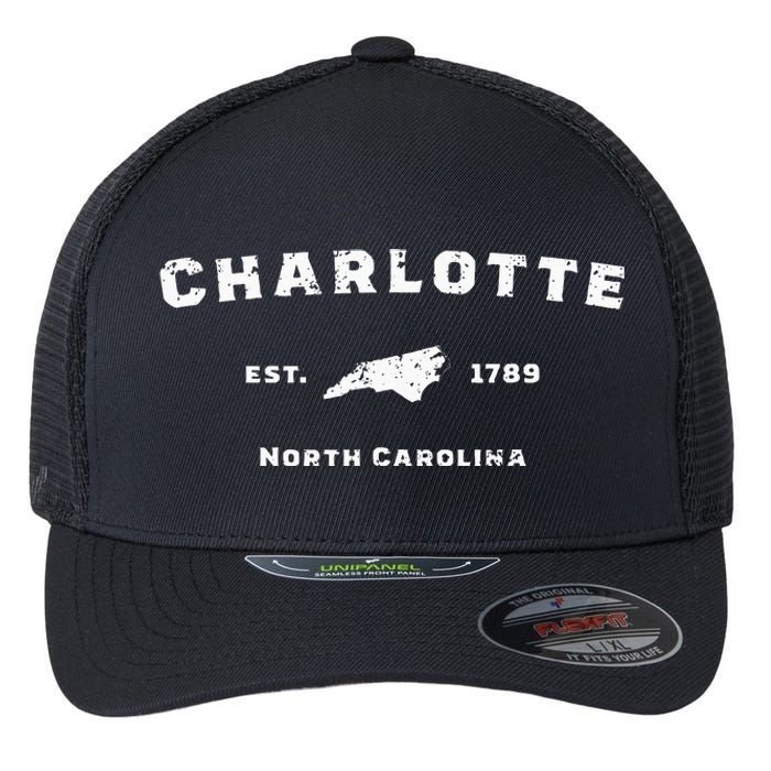 Vintage North Carolina Charlotte Flexfit Unipanel Trucker Cap