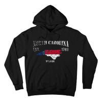 Vintage North Carolina Us State Flag And Map Raleigh Tall Hoodie